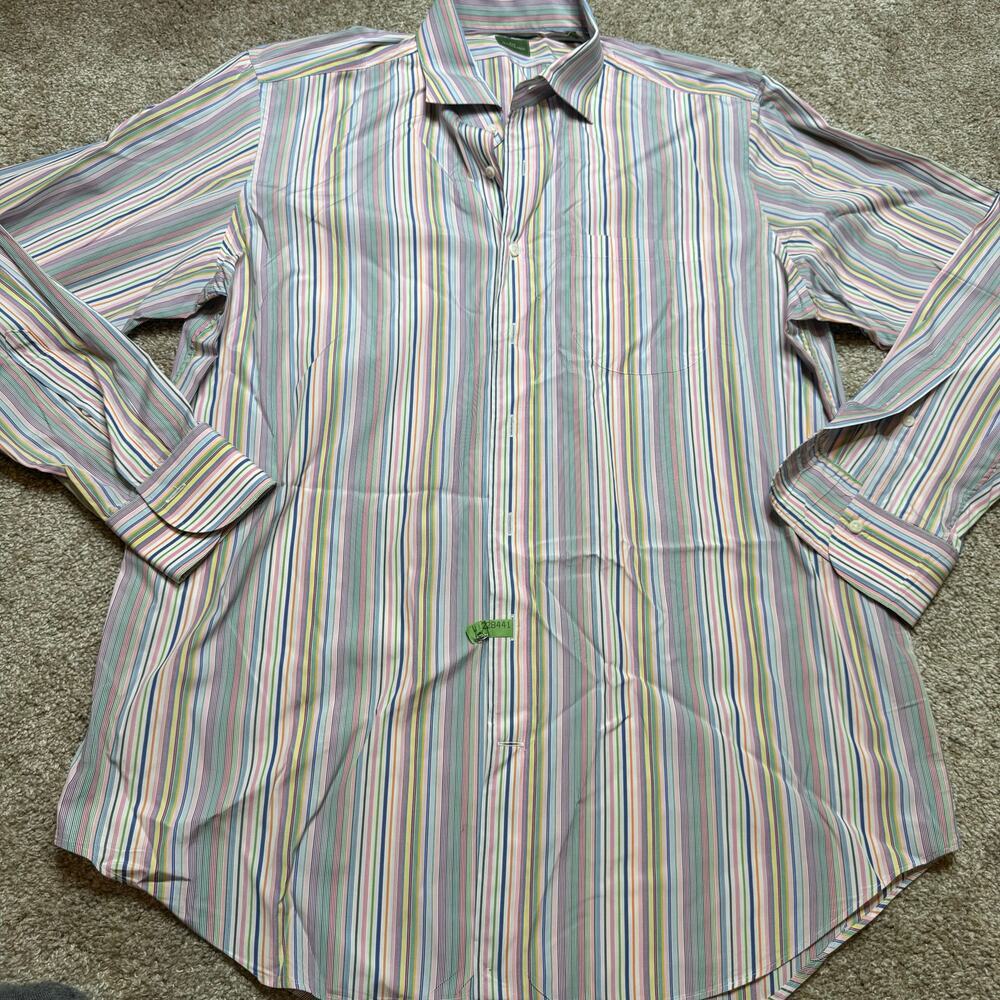 Sid Mashburn Multi Colored Striped Button Down Size 17/35